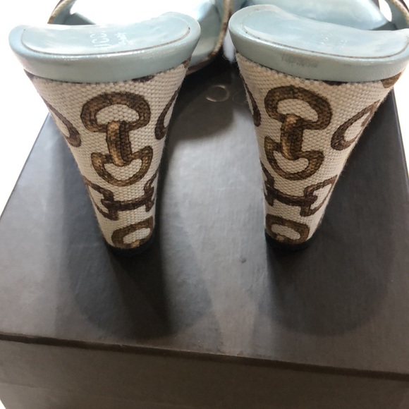 Gucci Shoes Sand Tess S. Cuoio Senna Horse.Bamboo MD/ LIFF sky azure/cocoa sz 8 - Picture 4 of 9